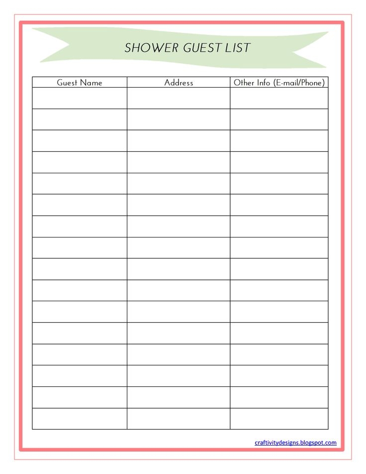 Printable Shower Schedule Template