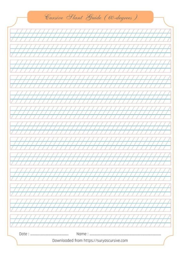 Slant Lines For Handwriting Cursive Blank Printable