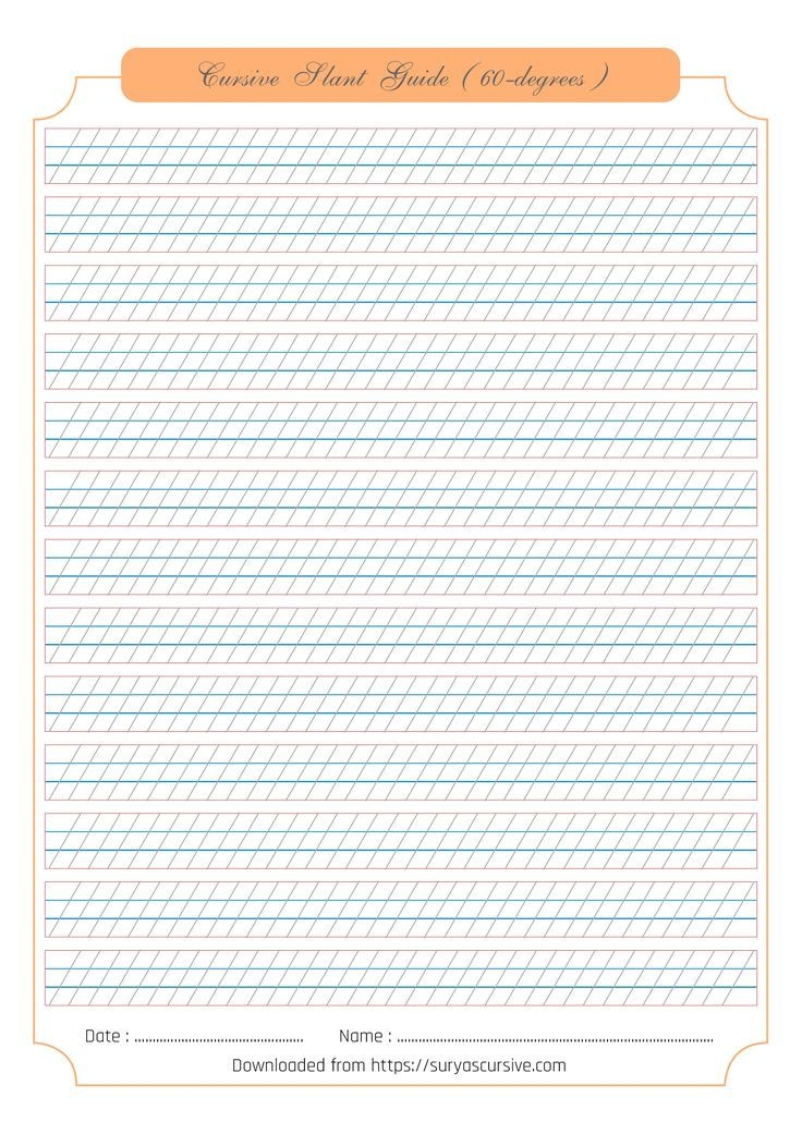 Printable Slant Guide For Cursive Writing Printable Slant Guide For Cursive Writing
