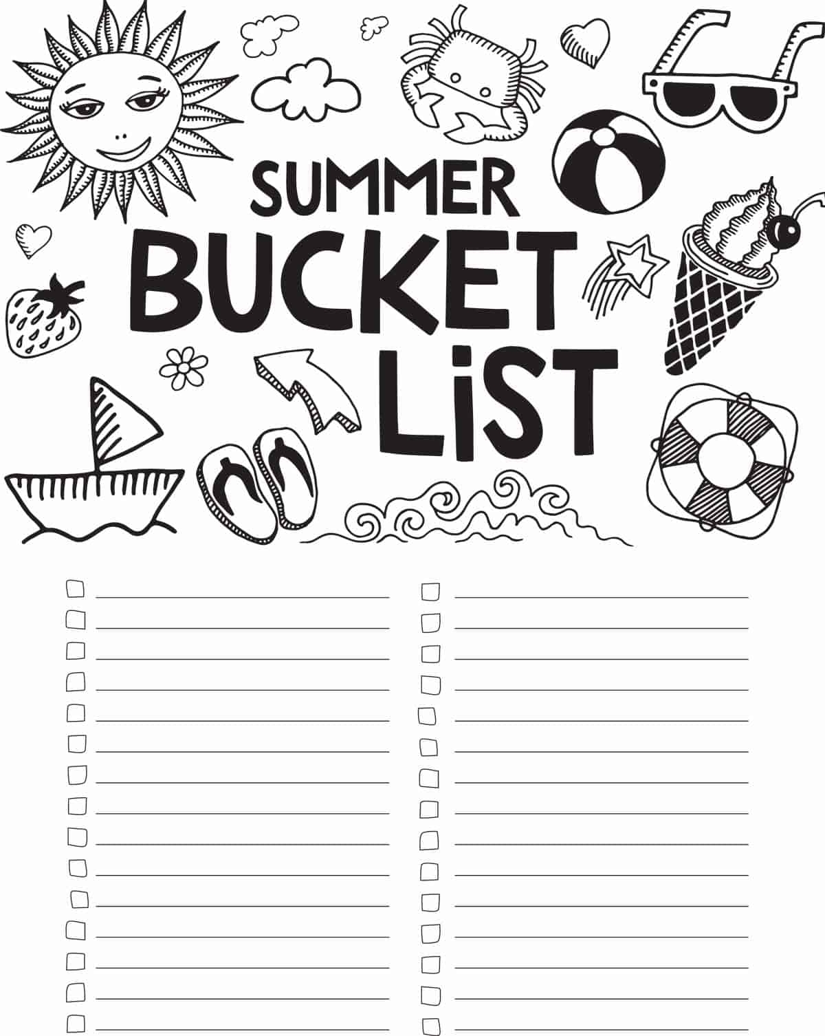 Blank Summer Bucket List Family Printable Blank Summer Bucket List Family Printable