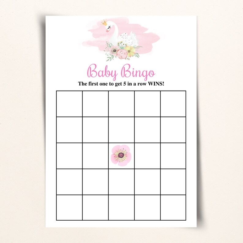 Printable Swan Baby Shower Bingo Cards 5x7 Blank Baby Shower Etsy