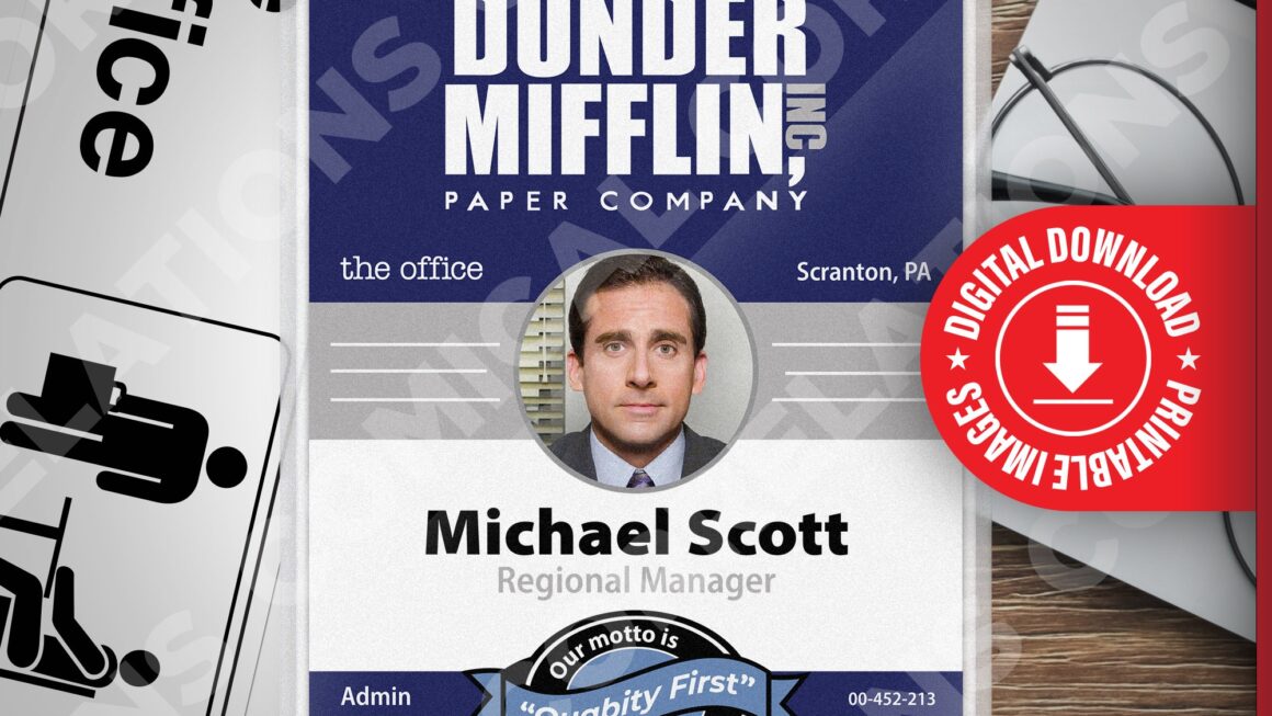 PRINTABLE The Office Michael Scott Dunder Mifflin ID Card Badge