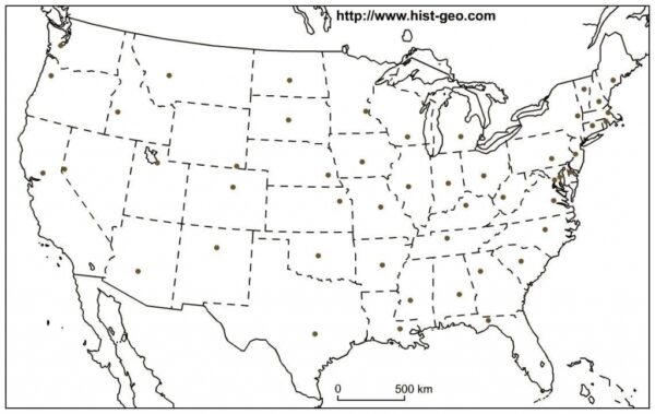 Printable Blank Us Map With Capitals