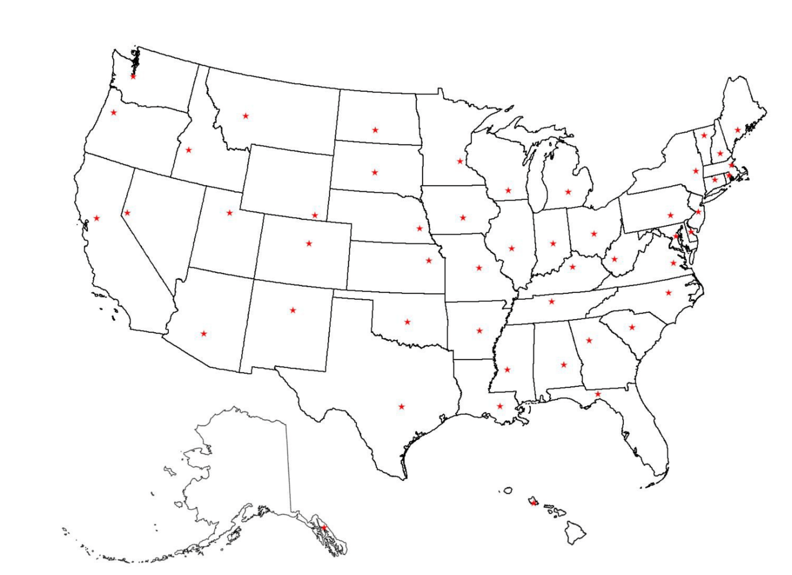 Blank Printable States And Capitals Map Blank Printable States And Capitals Map