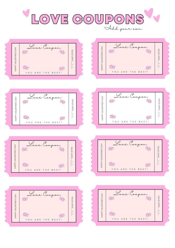 Printable Valentines Day Coupons For Boyfriend Blank
