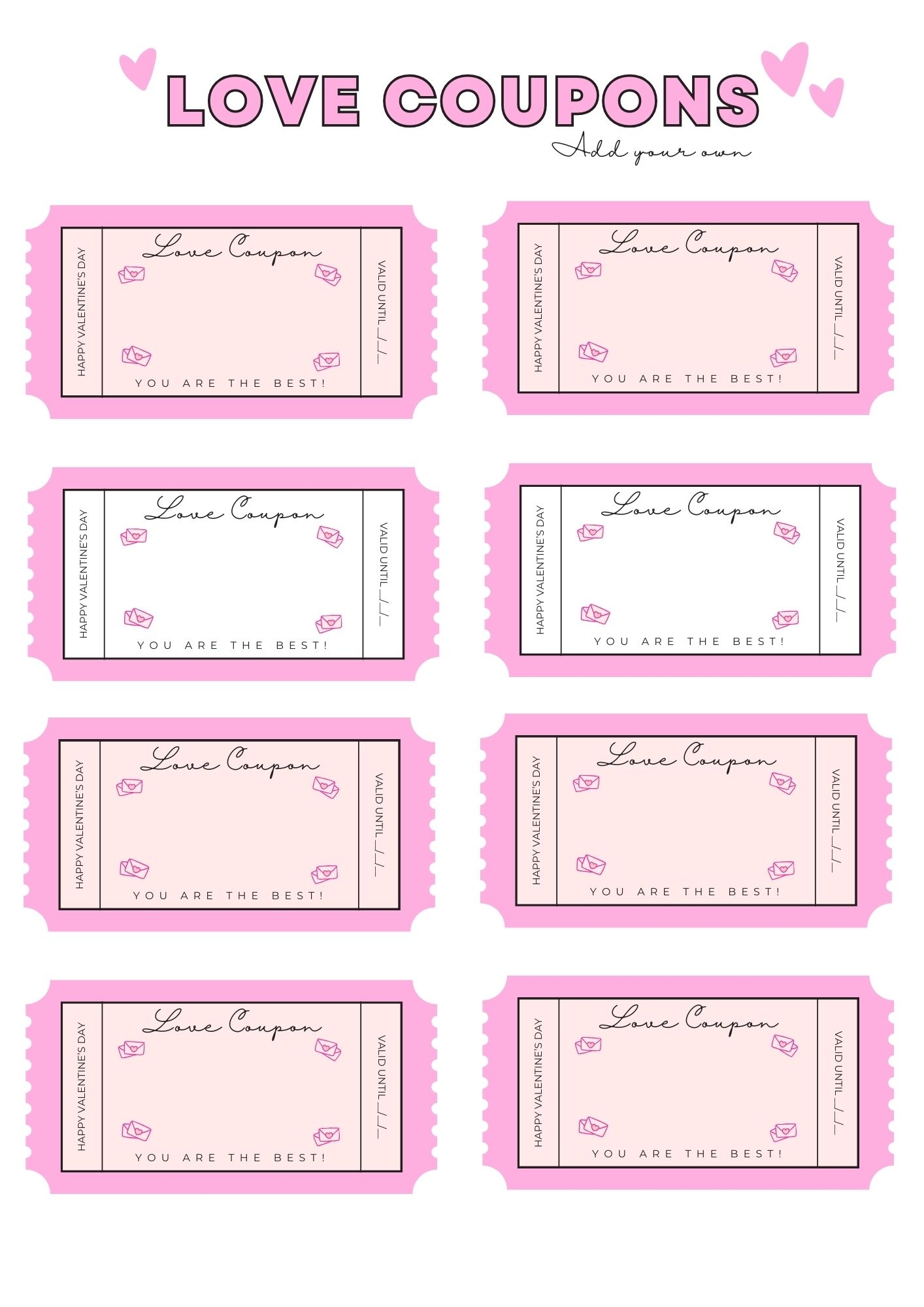 Printable Valentine s Day Coupons Blank Templates Printables Hub
