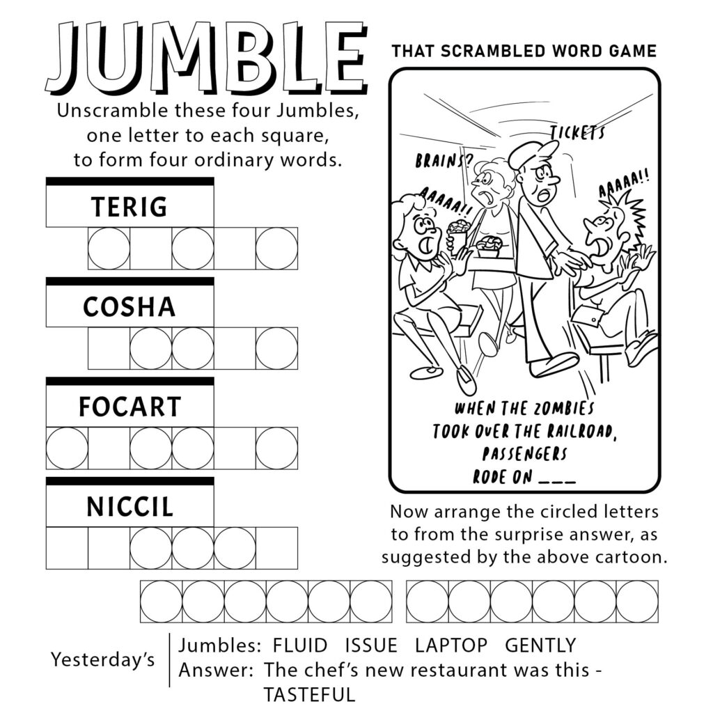Printable Blank Jumble Game Answer Sheets