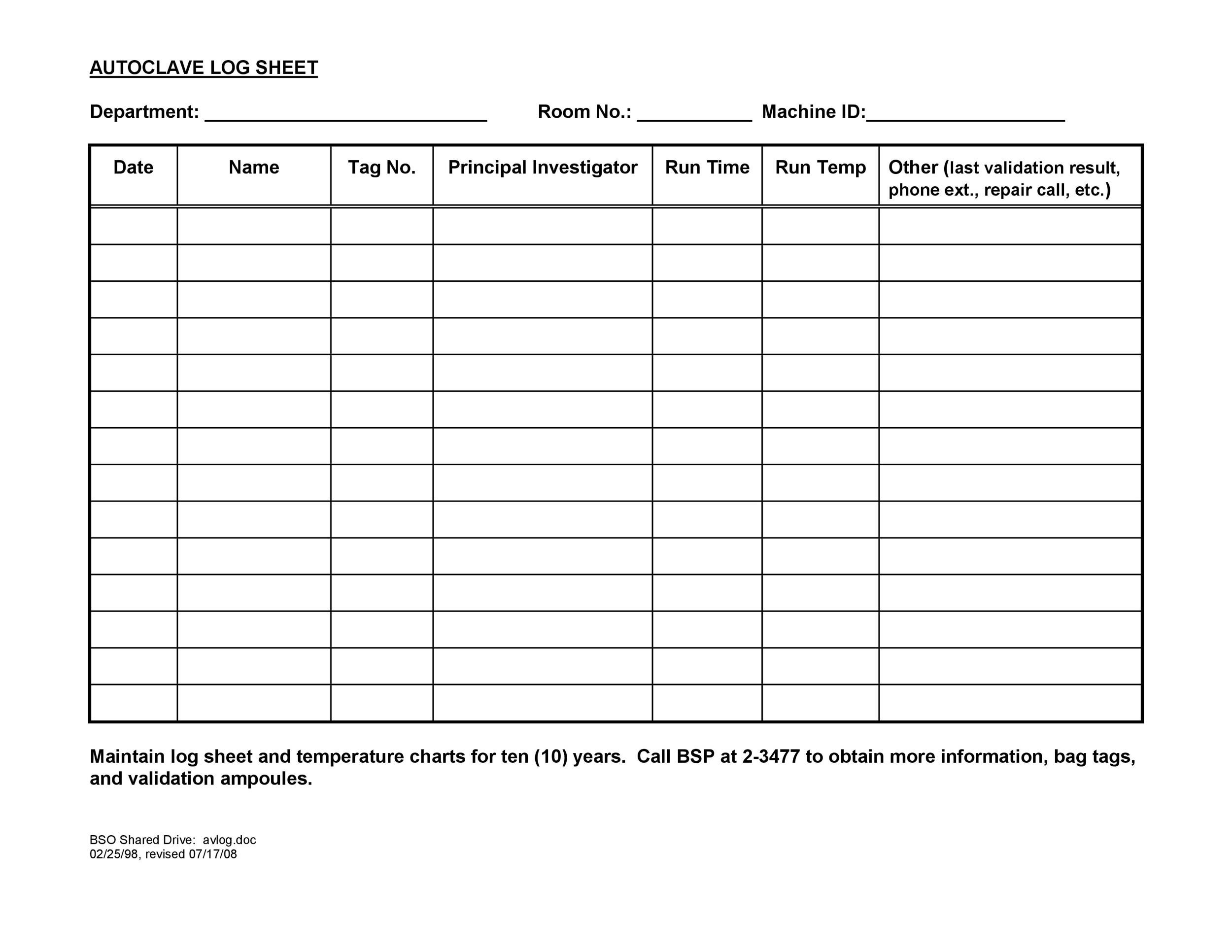 Blank Employee Printable Log Form Images