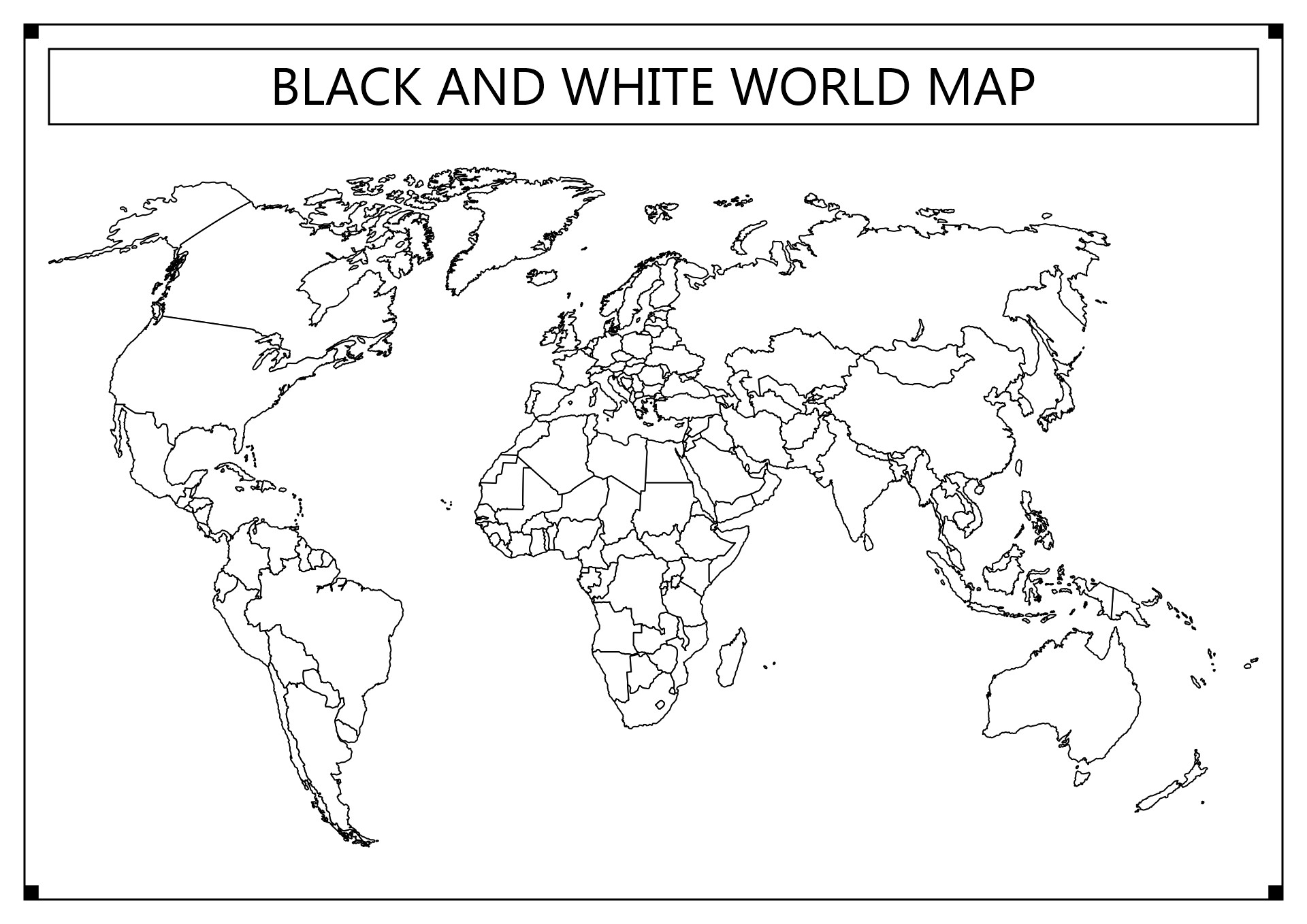 Printable World Map In Black And White Printable Word Searches Printable World Map In Black And White Printable Word Searches