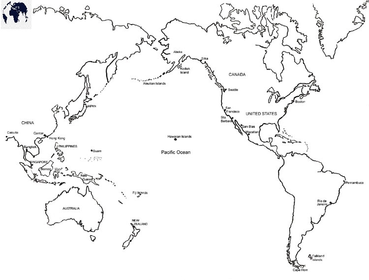 Printable World Map With Pacific Ocean In PDF