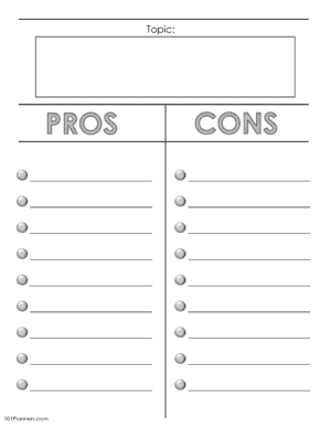 Pros And Cons List Online Or Editable And Printable