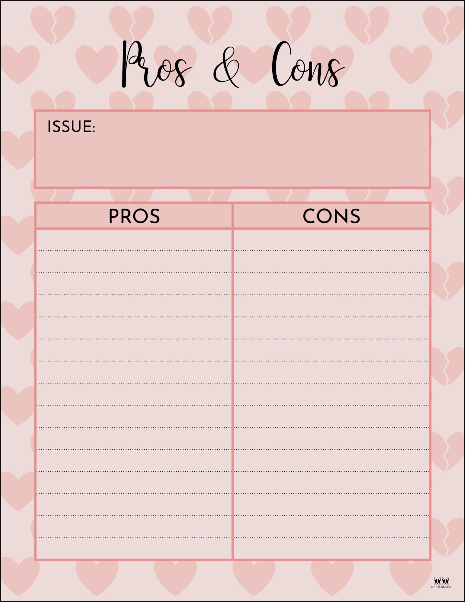 Pros Cons List Templates 18 Printables PrintaBulk