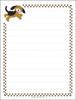 Puppy Dog And Paw Prints Border Paper