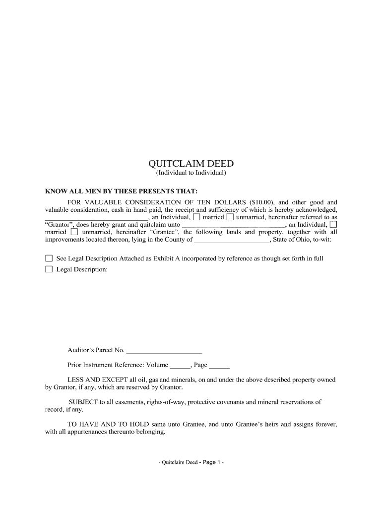 Quit Claim Deed Form Ohio Fill Online Printable Fillable Blank Quit Claim Deed Form Ohio Fill Online Printable Fillable Blank