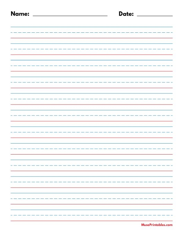 Red And Blue Lined Handwriting Paper Printable Red And Blue Lined Handwriting Paper Printable