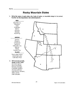 REGIONS OF THE UNITED STATES ROCKY MOUNTAIN STATES By Remedia TpT REGIONS OF THE UNITED STATES ROCKY MOUNTAIN STATES By Remedia TpT