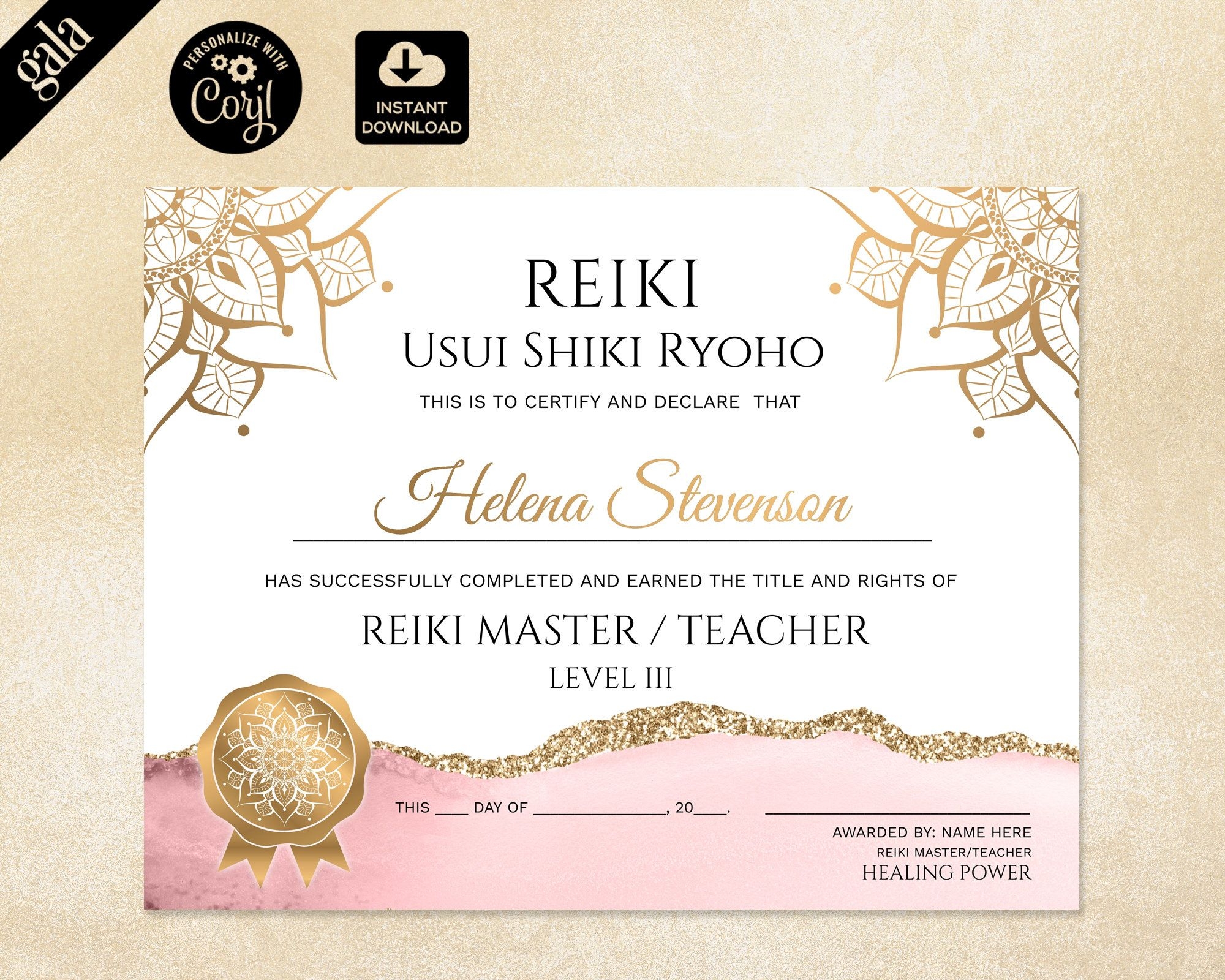 Reiki Printable Blank Certificate Of Completion Free Printable Templates