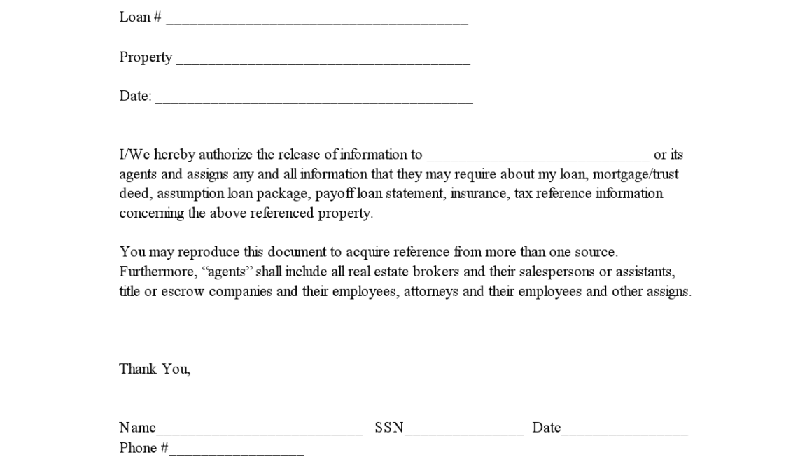 Release Of Information Forms Printable BLANK TEMPLATE