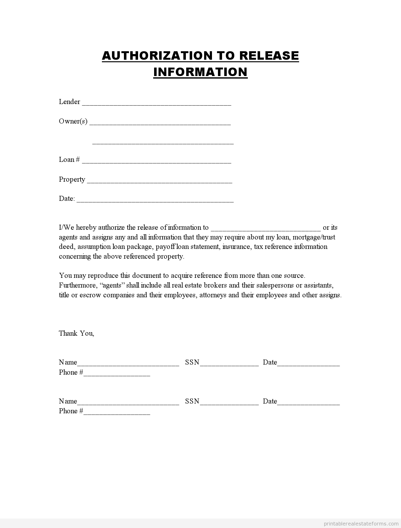 Release Of Information Forms Printable BLANK TEMPLATE Release Of Information Forms Printable BLANK TEMPLATE