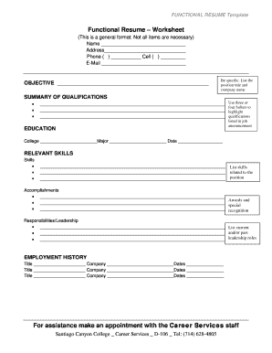 Resume Worksheet Fill And Sign Printable Template Online Resume Worksheet Fill And Sign Printable Template Online