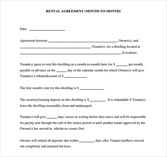 Free Blank Printable Rental Agreement Forms Free Blank Printable Rental Agreement Forms