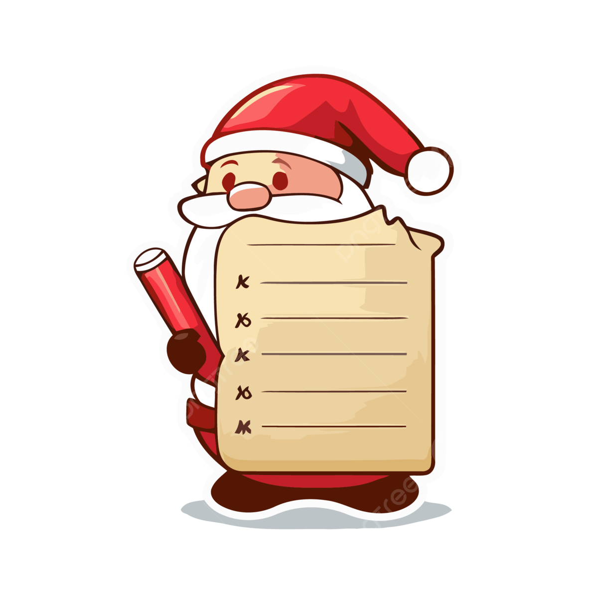Santa Claus On A List Vector Santas List Santas List Clipart Cartoon 