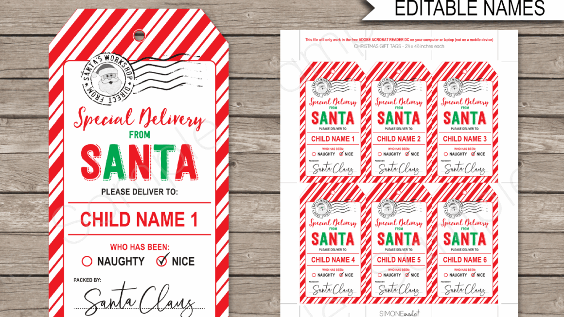 Santa Gift Tags Printable Free FREE Printable A Z