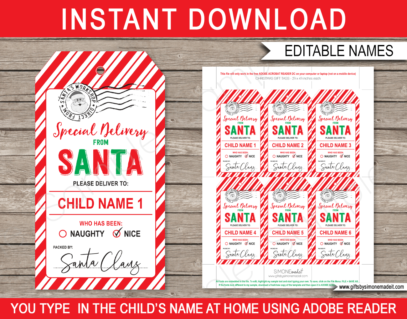 Santa Gift Tags Printable Free FREE Printable A Z
