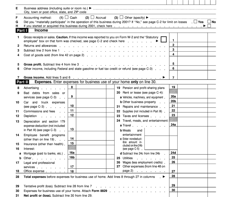 Schedule C Fill Online Printable Fillable Blank 2021 Tax Forms 1040