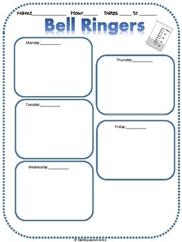 Science Bell Ringer Bell Work Warm Up Weekly Worksheet By McKinney 