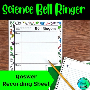 Science Printable Weekly Bell Ringer Recording Answer Sheet Template 