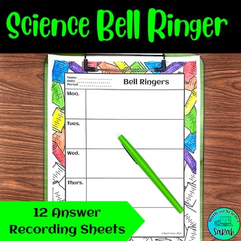 Science Printable Weekly Bell Ringer Recording Answer Sheet Templates
