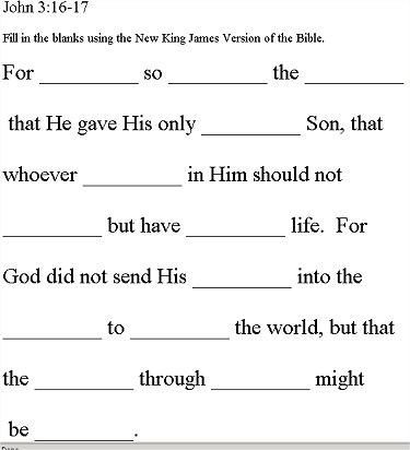 Scripture Fill in The Blanks Scripture Fill in The Blanks