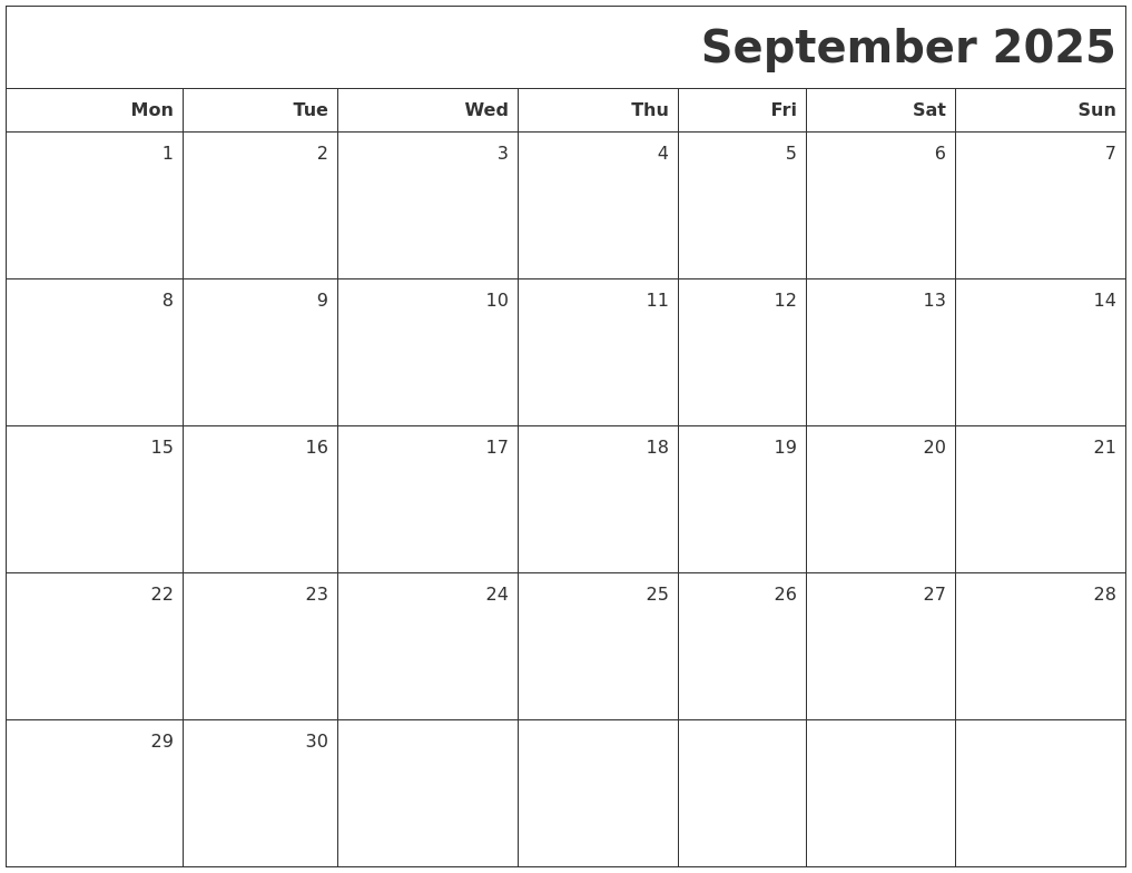 September 2025 Printable Blank Calendars Free September 2025 Printable Blank Calendars Free