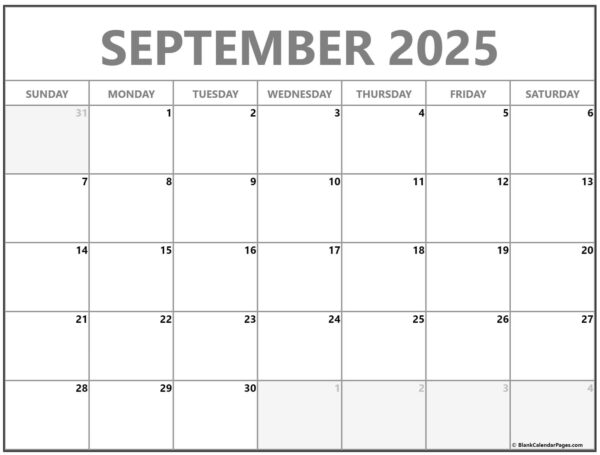 September 2025 Printable Blank Calendars Free