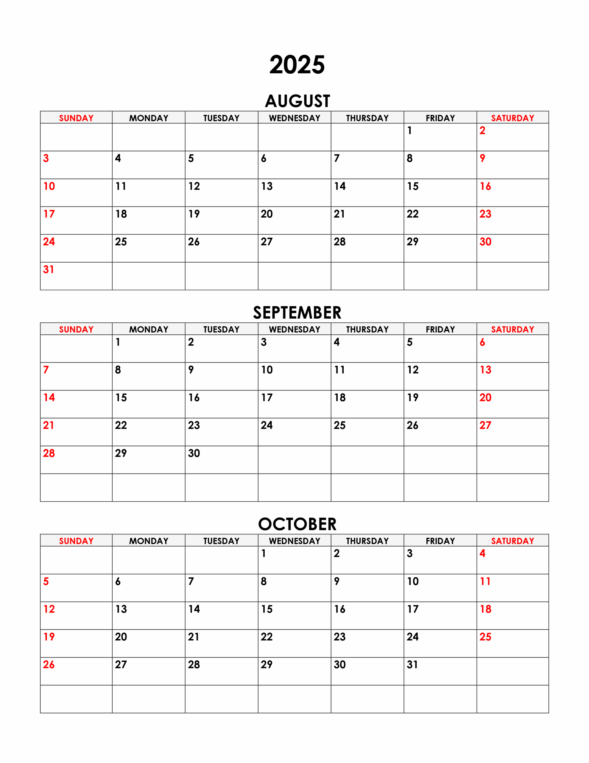 Blank Printable Calendar August September 2025 Blank Printable Calendar August September 2025