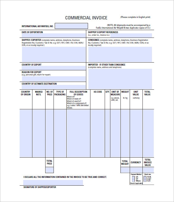 Shipping Invoice Templates 16 Free Printable Word Excel PDF 