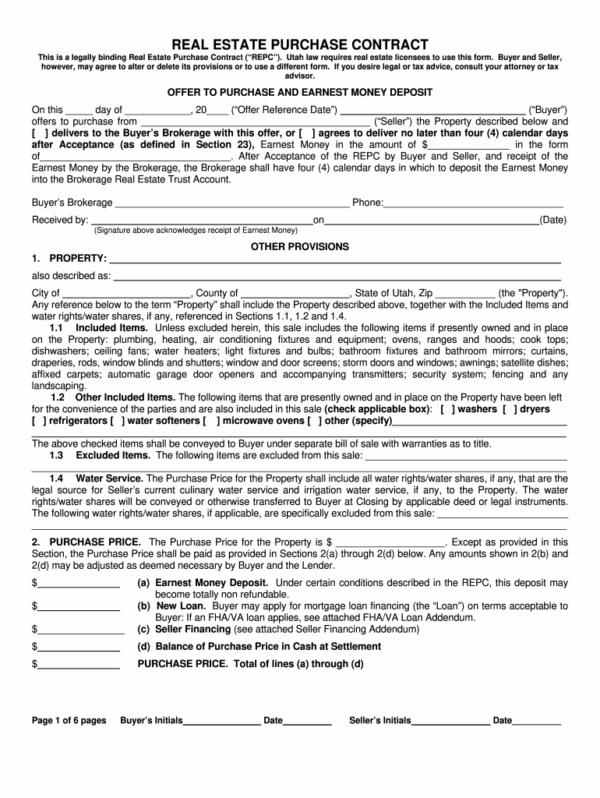 Free Printable Blank Real Estate Buyers Contract