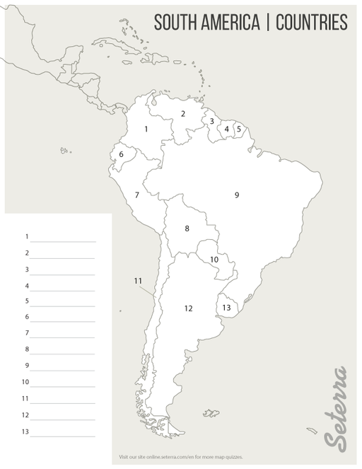 Blank South America Map Printable Quiz Blank South America Map Printable Quiz