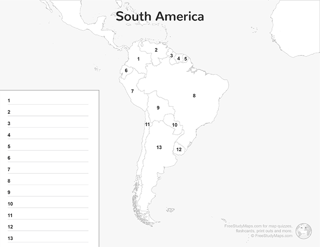 South America Map Quiz Print Out Free Study Maps