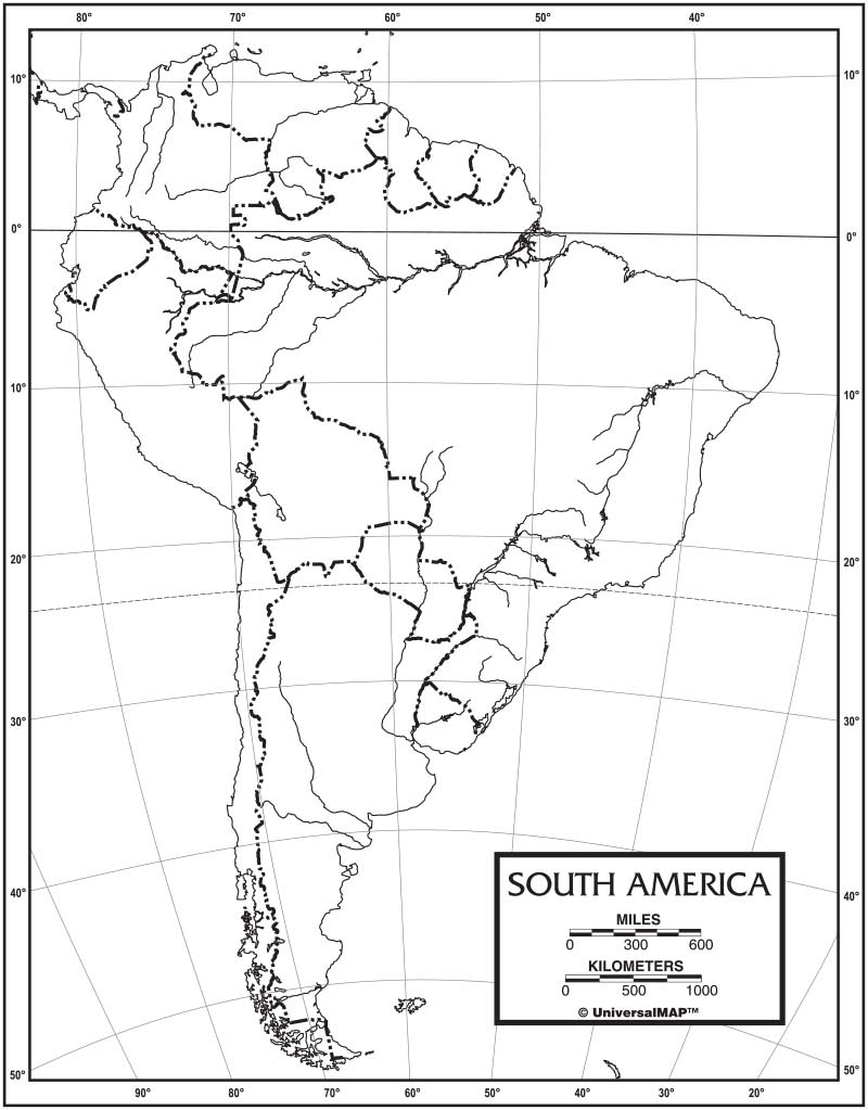 South America Physical Map Outline South America Physical Map Outline