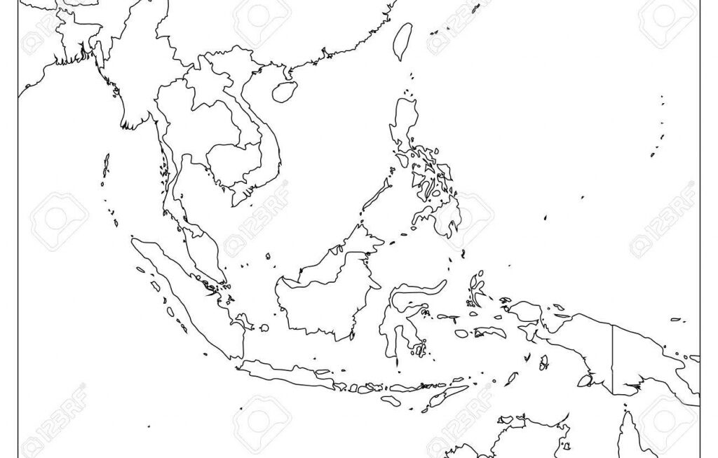 Southeast Asia Map Blank Sketch Coloring Page