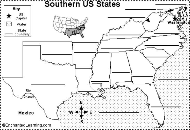 Southern States Map Printable Southern States Map Printable