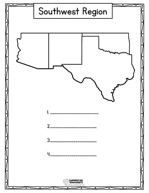 Southwest States Map Blank Southwest States Map Blank