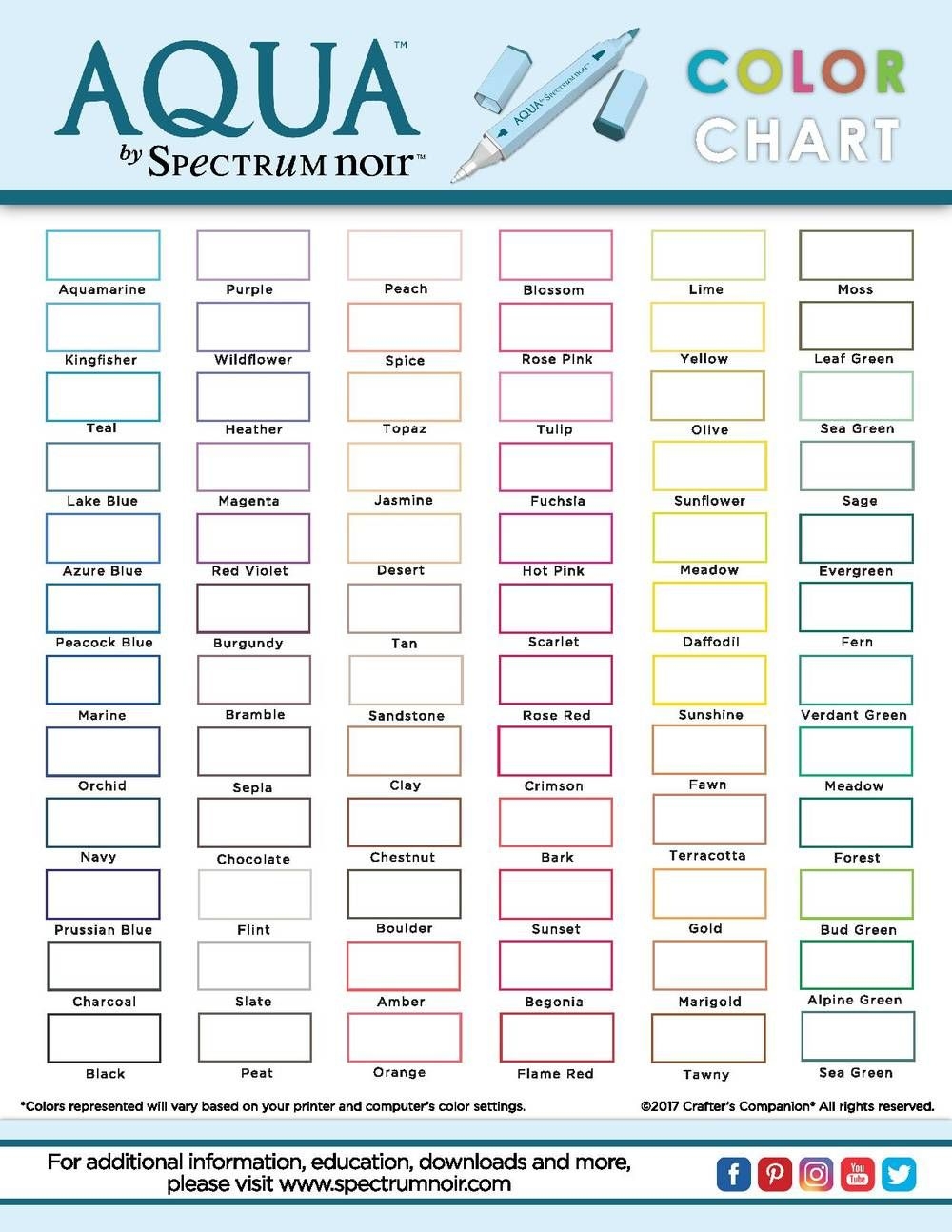 Spectrum Noir Alcohol Markers Blank Color Chart Download A Blank Color 