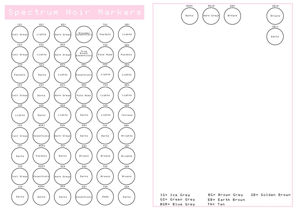 Spectrum Noir Markers Colour Chart Blank Part 1 By HellofromJasmine 