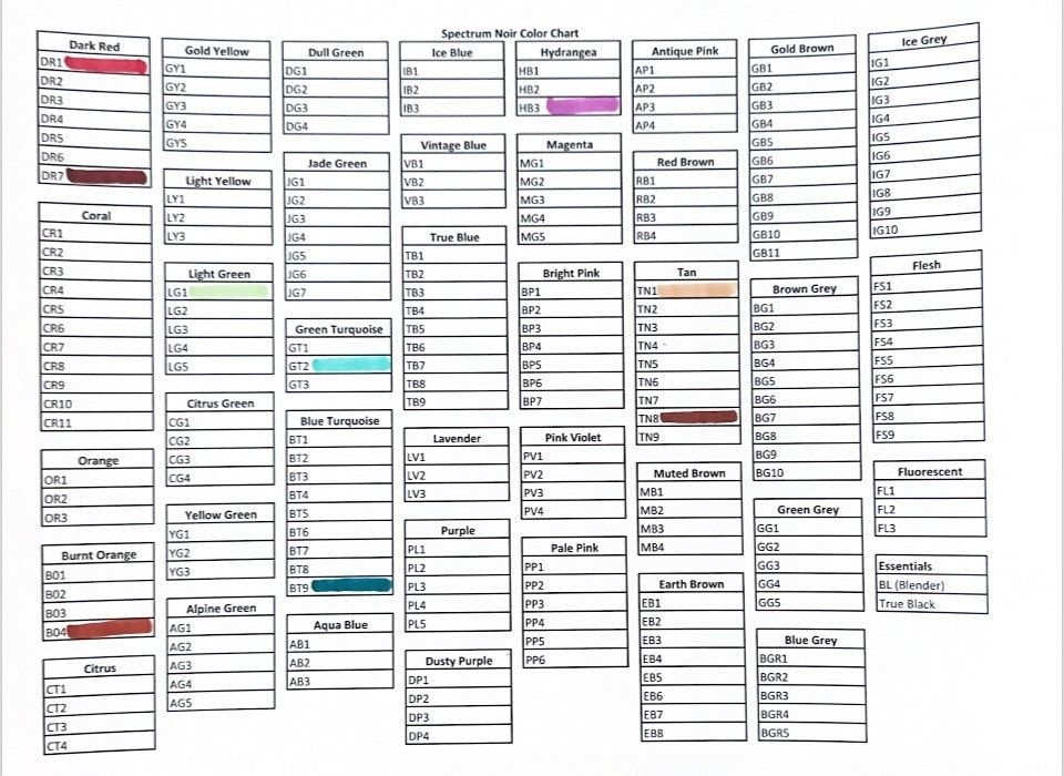Spectrum Noir Printable Blank Marker Swatch Chart Use To Track Your 