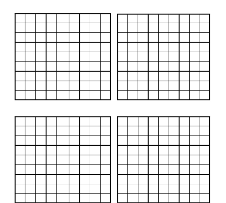 Sudoku Blank Printable Grids 4 Per Page Sudoku Printable Sudoku