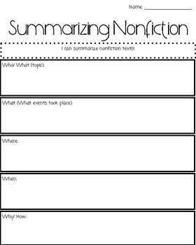 Free Printable Blank Hand For Summarizing Nonfiction