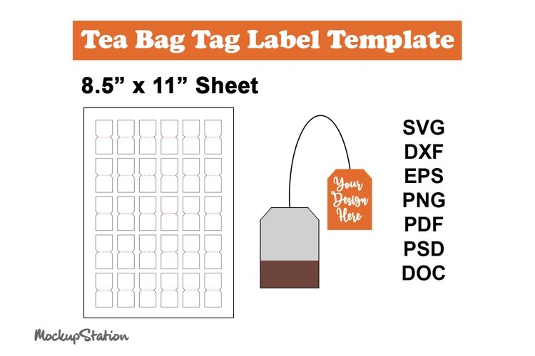 Tea Bag Tag Template SVG Printable Tea Bag Label PDF PSD